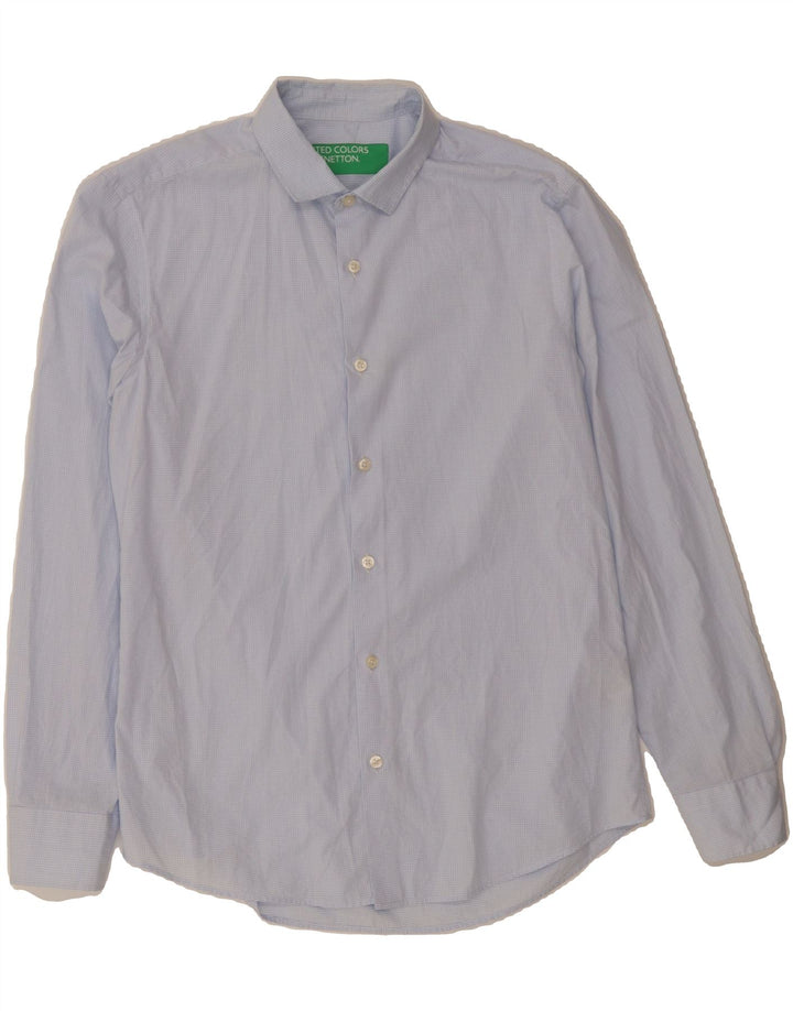 BENETTON Mens Shirt Large Blue Check Cotton Vintage Benetton and Second-Hand Benetton from Messina Hembry 