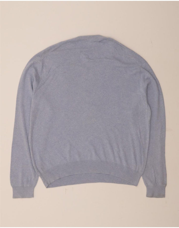 POLO RALPH LAUREN Mens V-Neck Jumper Sweater XL Blue Cotton Vintage Polo Ralph Lauren and Second-Hand Polo Ralph Lauren from Messina Hembry 