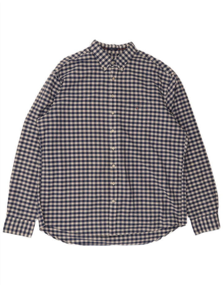 Camisa masculina Gant Regular Fit 3XL algodão guingão azul
