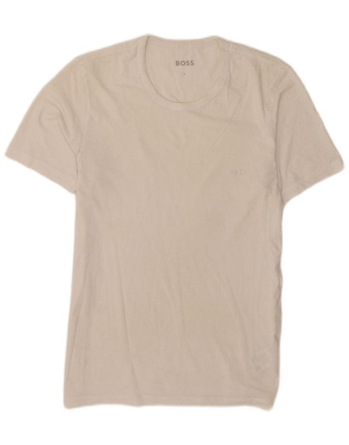 Hugo Boss Mens T-Shirt Top Pequeno Algodão Branco