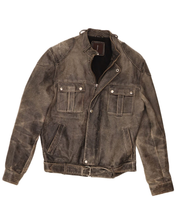 Jaqueta masculina de couro Racer Conbipel IT 48 cinza médio