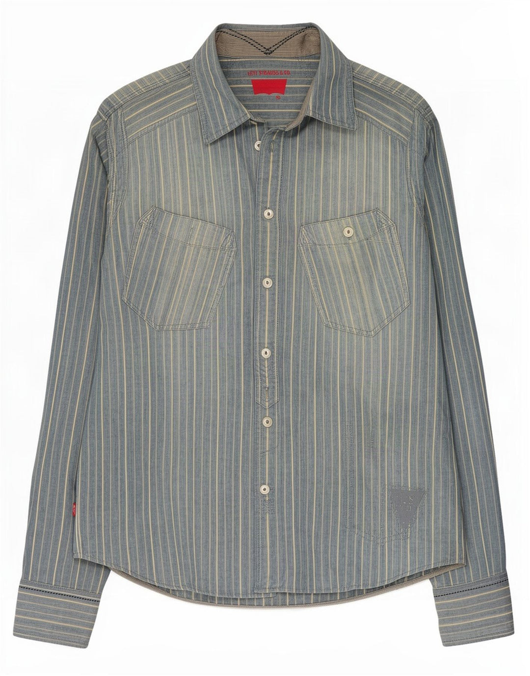 Camisa masculina Levi's de algodão listrado azul médio