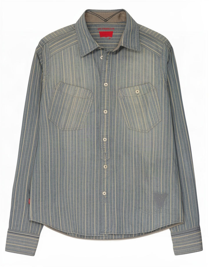 Camisa masculina Levi's de algodão listrado azul médio