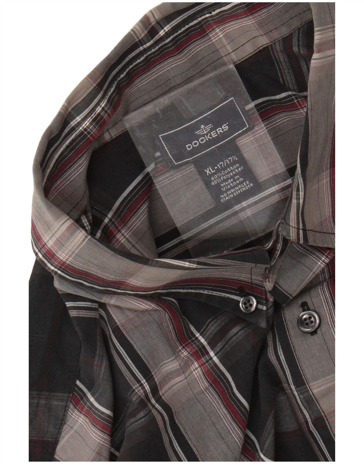 Camisa masculina DOCKERS tamanho 17 1/2 XL algodão xadrez preto