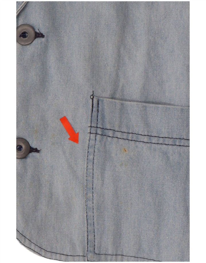 STEFANEL Womens Oversized 2 Button Denim Blazer Jacket UK 10 Small Blue