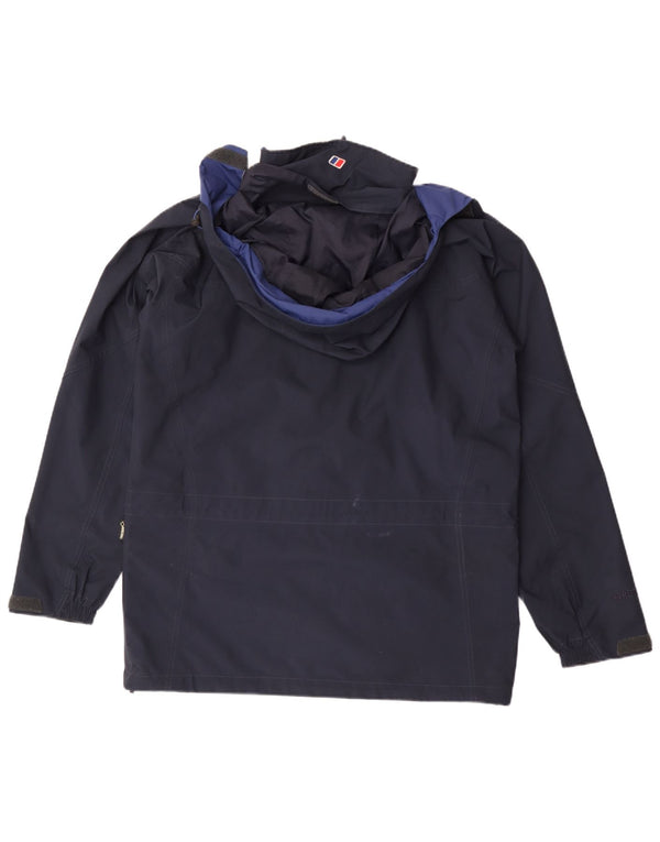 Jaqueta de chuva masculina Berghaus com capuz UK 38 poliéster azul marinho médio
