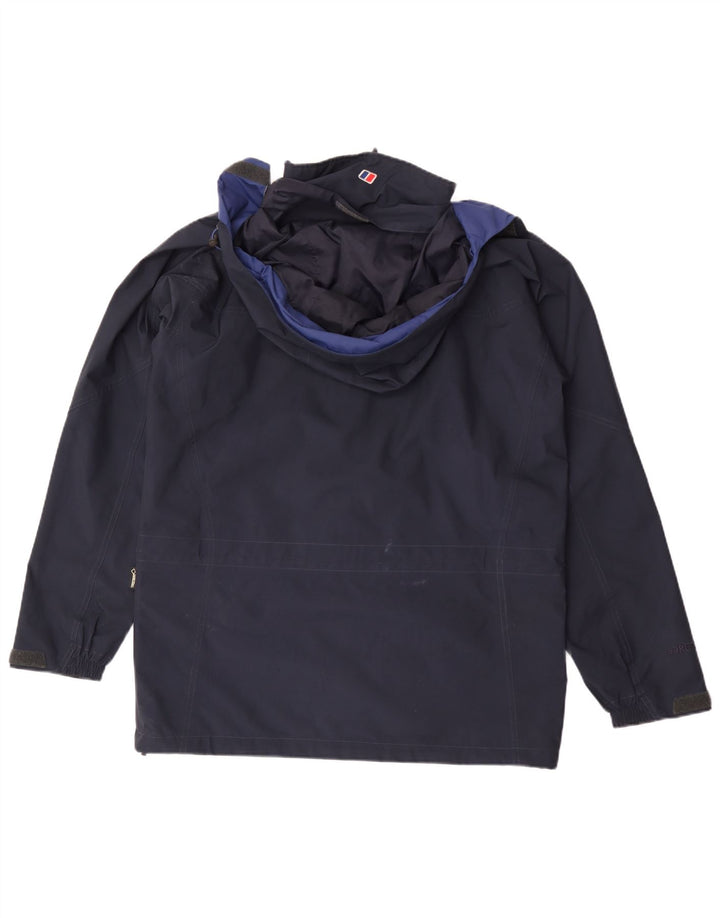 Jaqueta de chuva masculina Berghaus com capuz UK 38 poliéster azul marinho médio