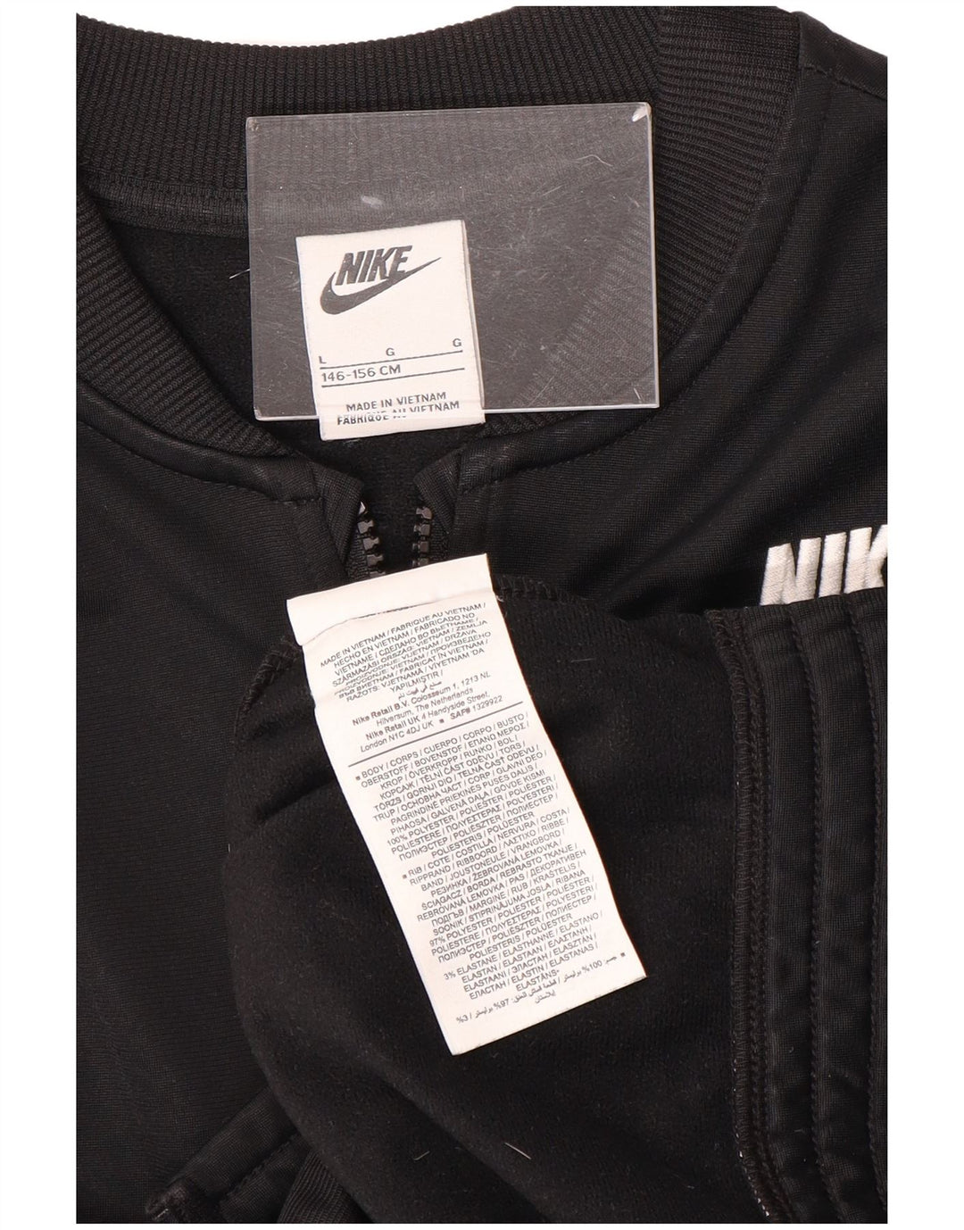 NIKE Girls Graphic Tracksuit Top Jacket 12-13 anos grande preto