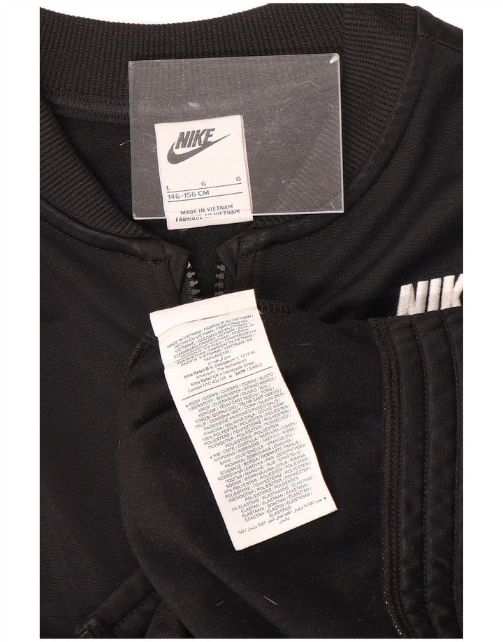 NIKE Girls Graphic Tracksuit Top Jacket 12-13 anos grande preto