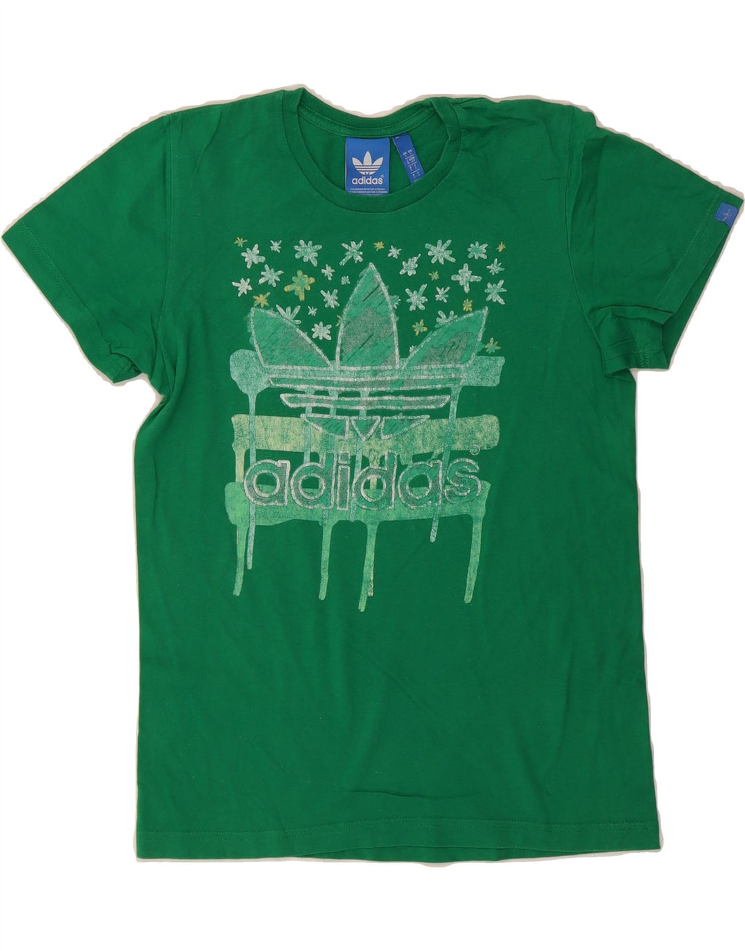 ADIDAS Mens Graphic T-Shirt Top Small Green Cotton Vintage Adidas and Second-Hand Adidas from Messina Hembry 