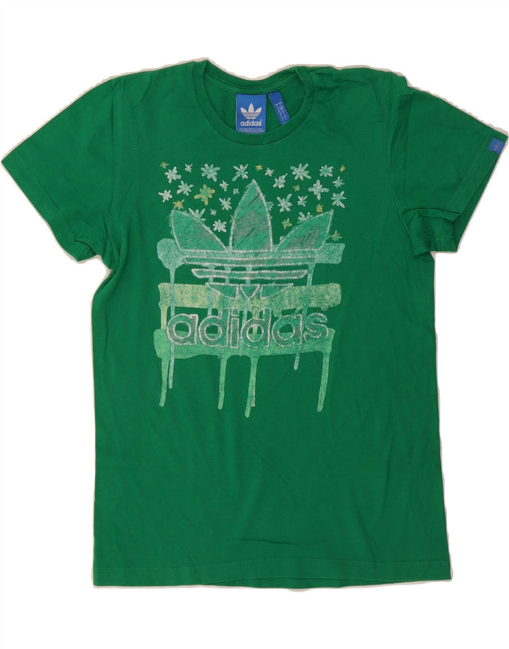 ADIDAS Mens Graphic T-Shirt Top Small Green Cotton Vintage Adidas and Second-Hand Adidas from Messina Hembry 