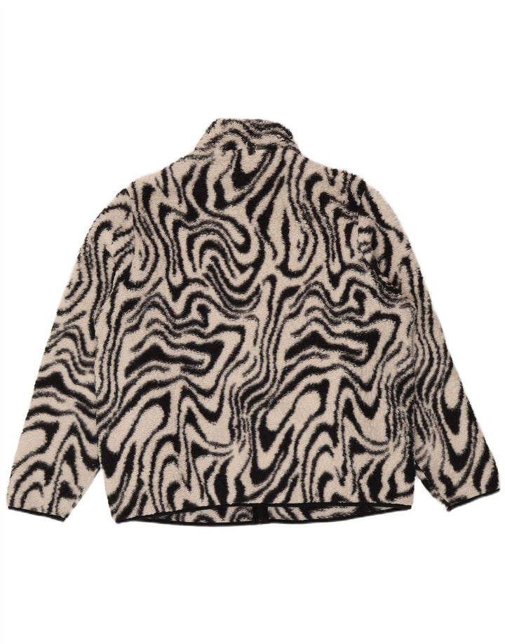 Jaqueta de lã grande com padrão abstrato feminino vintage Reino Unido 18 XL preta