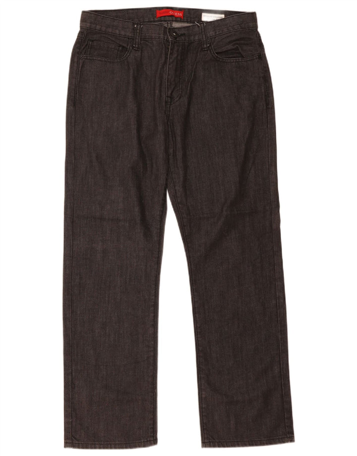 Guess Mens Straight Jeans W33 L30 Cinza Algodão