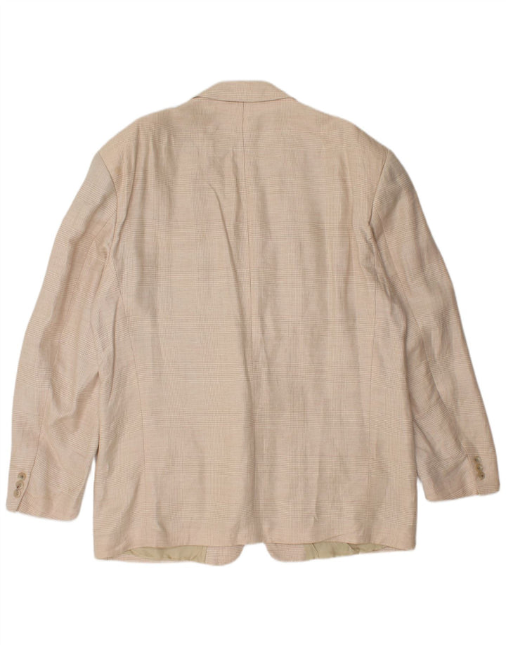 Jaqueta blazer masculina de 2 botões HUGO BOSS UE 56 3XL linho xadrez bege