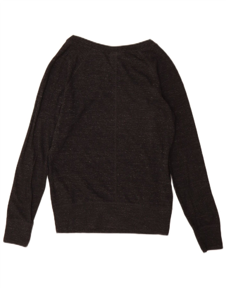 Nike feminino gráfico oversized moletom jumper UK 6 XS preto manchado