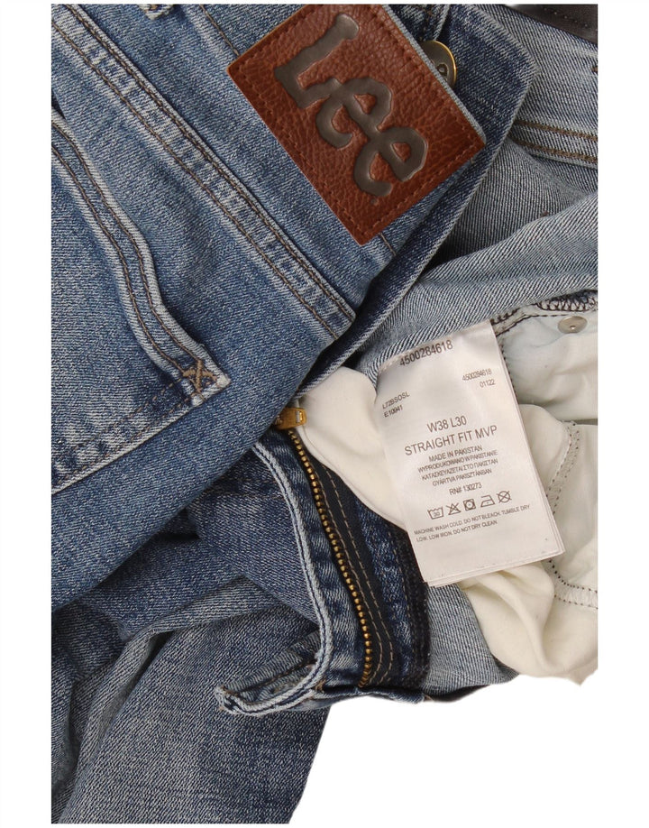 Lee Mens Straight Jeans W38 L30 Azul Algodão