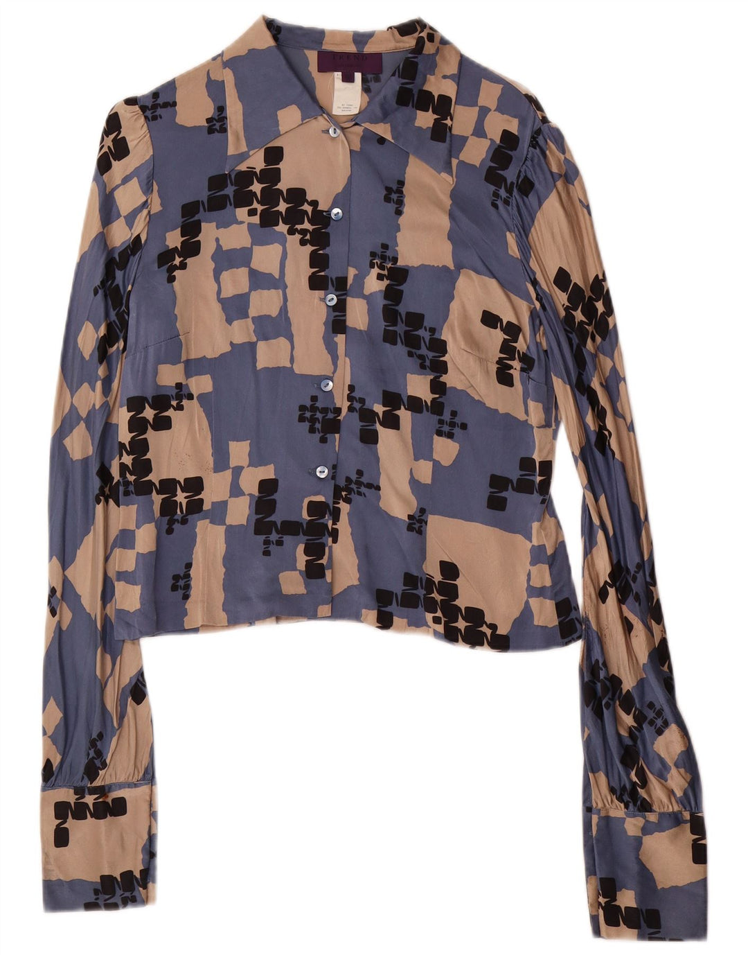 LES COPAINS Conjunto de saia feminina de 2 peças IT 42 Médio W28 Seda geométrica azul