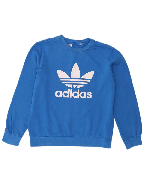 Adidas meninos moletom gráfico jumper 13-14 anos azul algodão