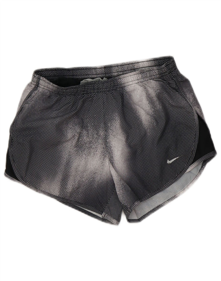 Shorts esportivos femininos Nike Dri Fit UK 4 XS preto geométrico poliéster