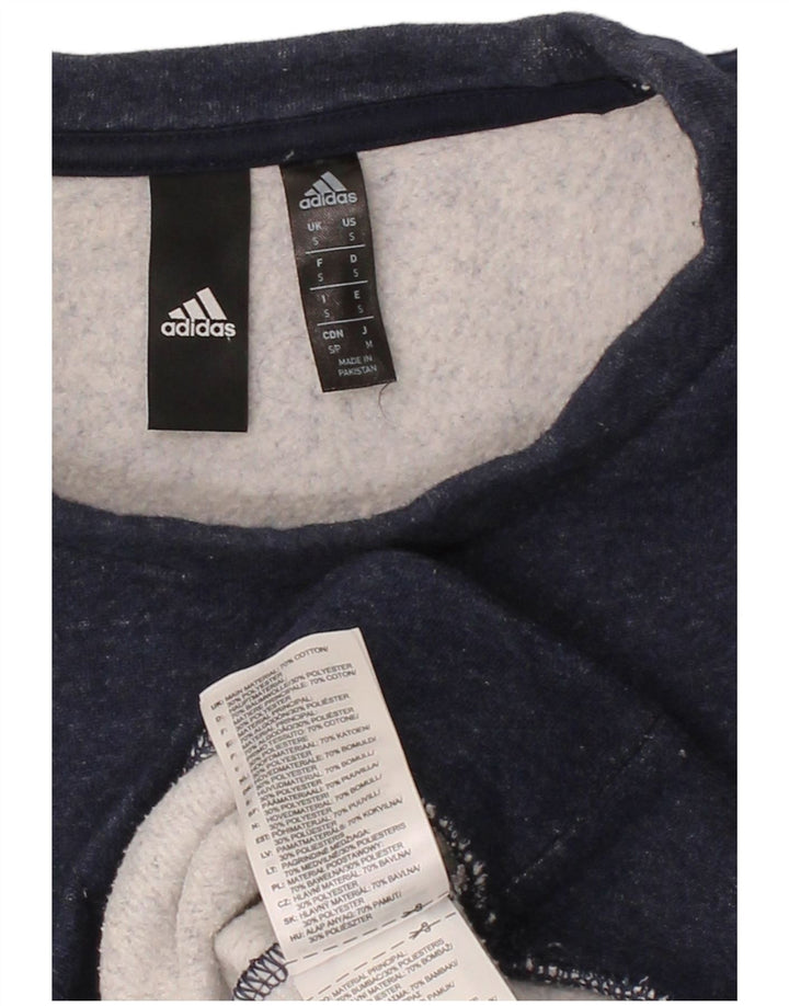 ADIDAS Mens Moletom Jumper Pequeno Algodão Azul Marinho