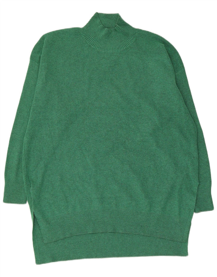 Suéter feminino Marks & Spencer Longline com gola tartaruga Reino Unido 16 grande verde