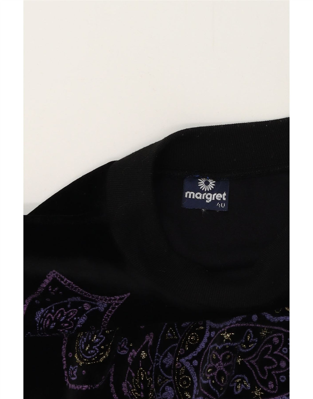 Suéter feminino VINTAGE EU 40 médio preto paisley