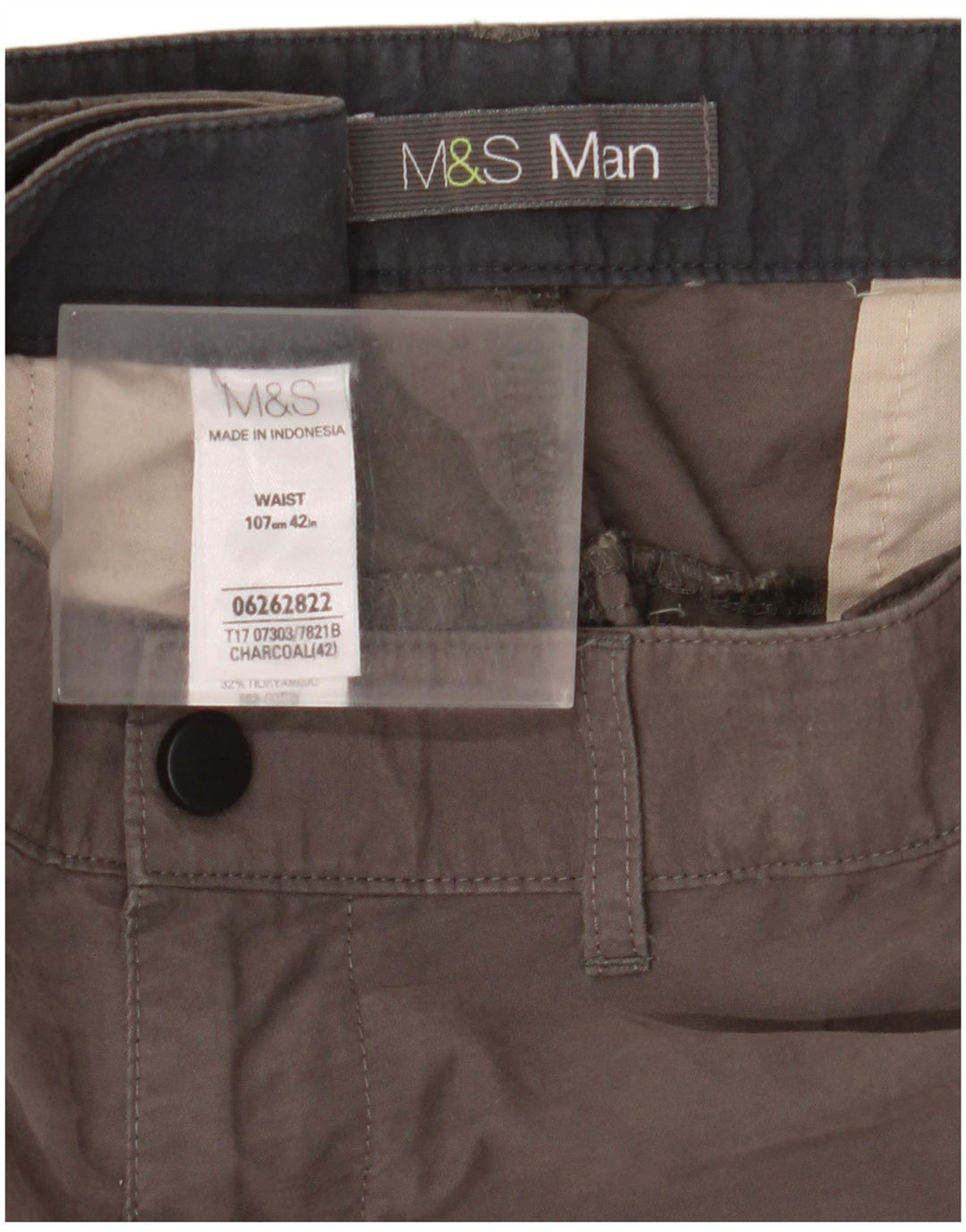Shorts cargo masculino Marks & Spencer W42 2XL algodão cinza