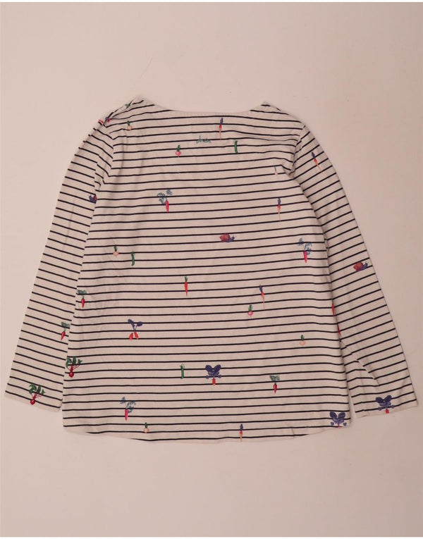 Top gráfico feminino Joules manga comprida UK 22 3XL algodão listrado branco