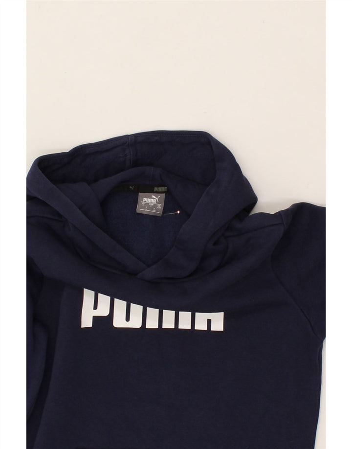 PUMA Boys Graphic Hoodie Jumper 7-8 Years  Navy Blue Cotton Vintage Puma and Second-Hand Puma from Messina Hembry 