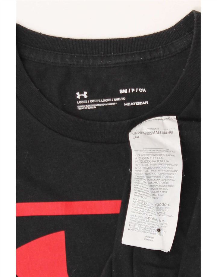 Under Armour Camiseta masculina gráfica top pequeno algodão preto