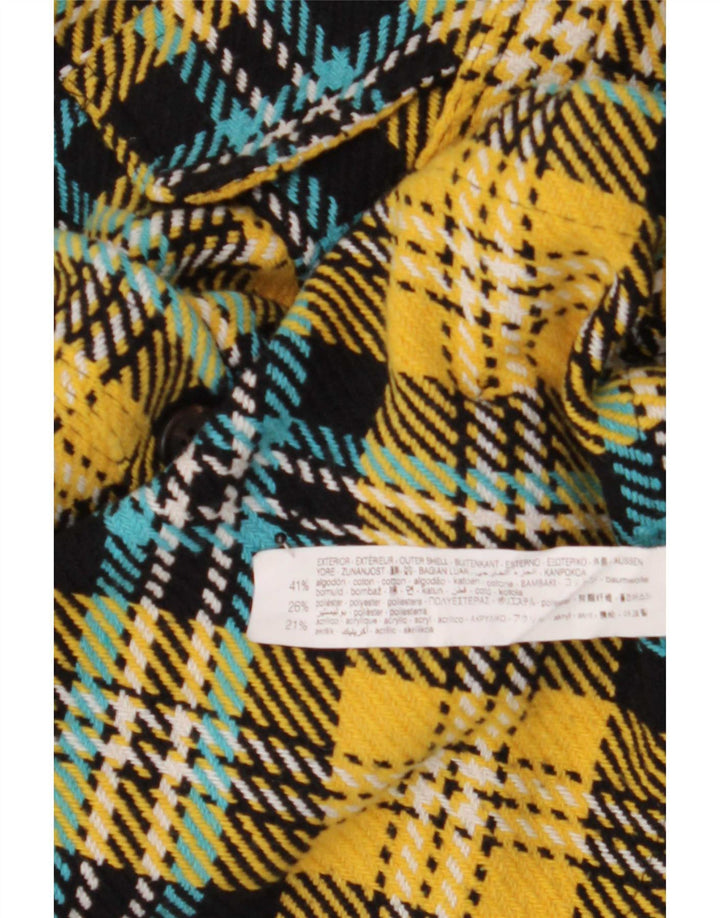 Zara Camisa masculina de flanela média de algodão xadrez multicolorido
