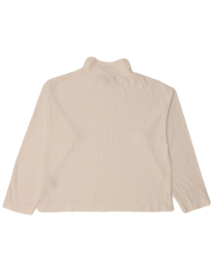 Top feminino Marks & Spencer manga comprida UK 12 poliéster branco médio