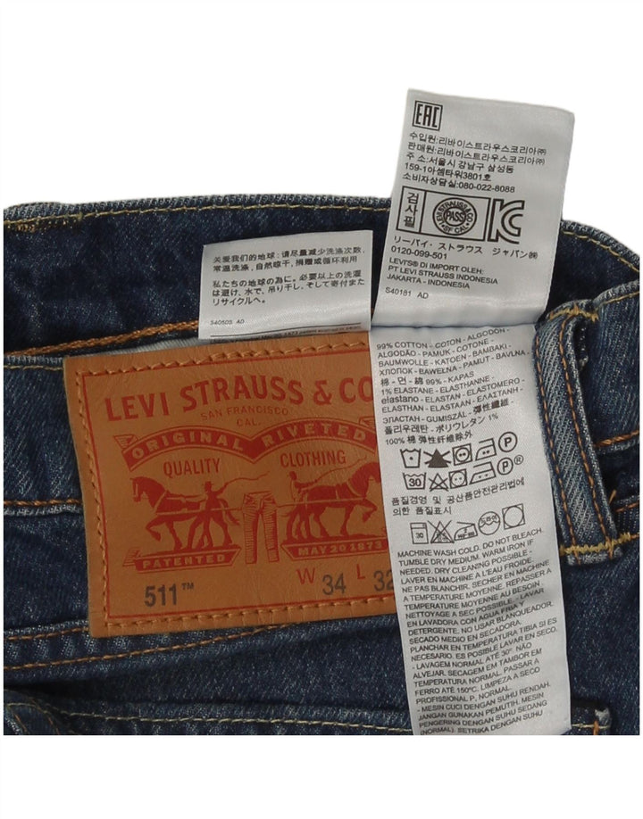 Calça Jeans Levis 511 Slim Masculina W34 L32 Azul Algodão