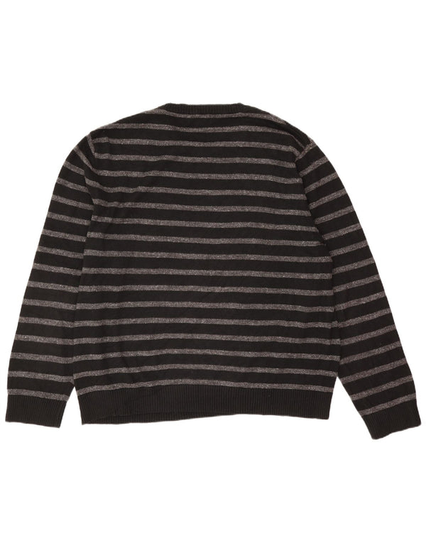 Suéter masculino Nautica com gola redonda 2XL algodão listrado preto