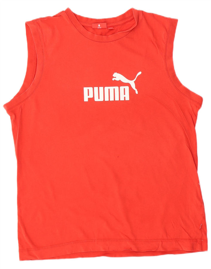 PUMA Mens Graphic Vest Top Grande Algodão Vermelho