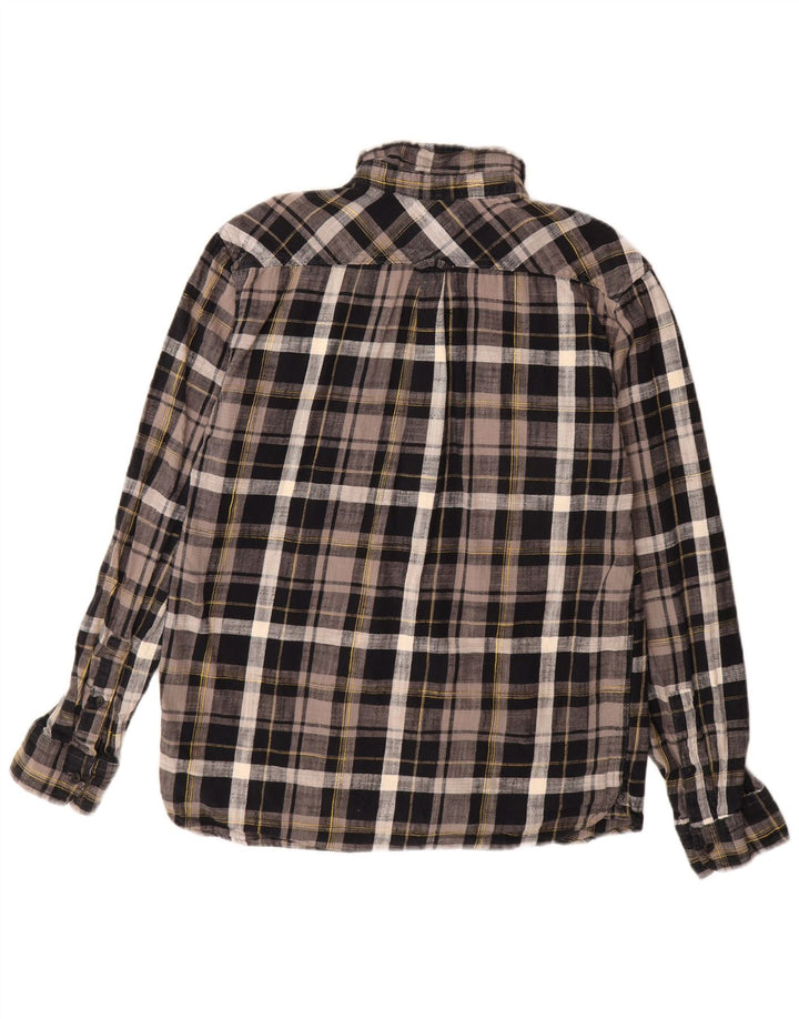 Camisa masculina de flanela Levi's cinza médio xadrez algodão