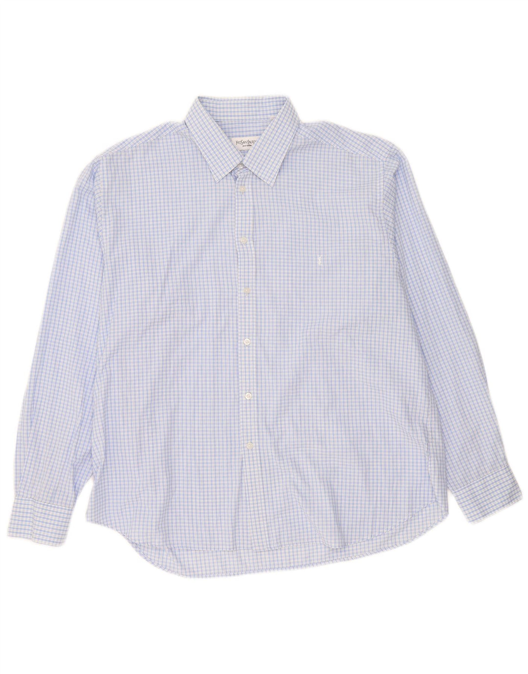 Camisa masculina Yves Saint Laurent 2XL algodão xadrez azul