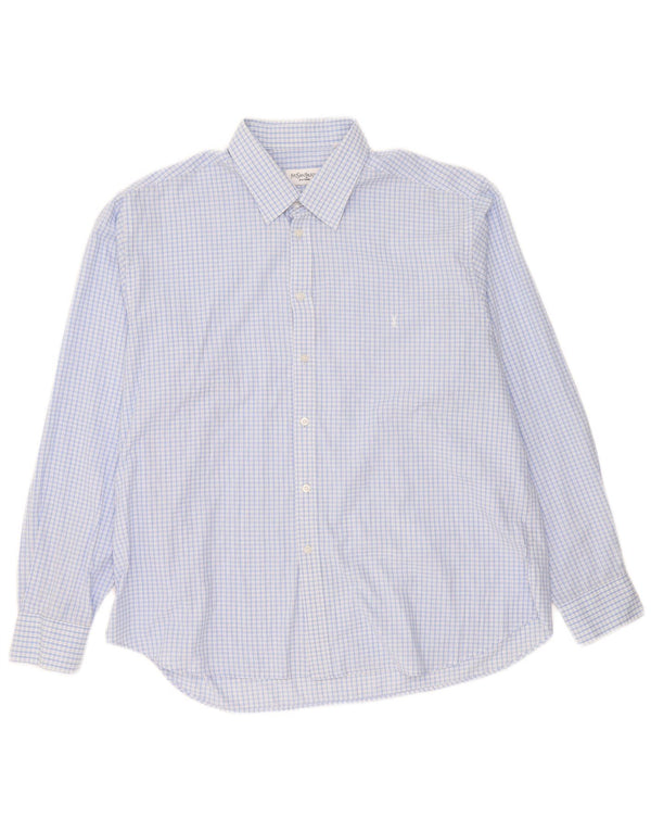 Camisa masculina Yves Saint Laurent 2XL algodão xadrez azul