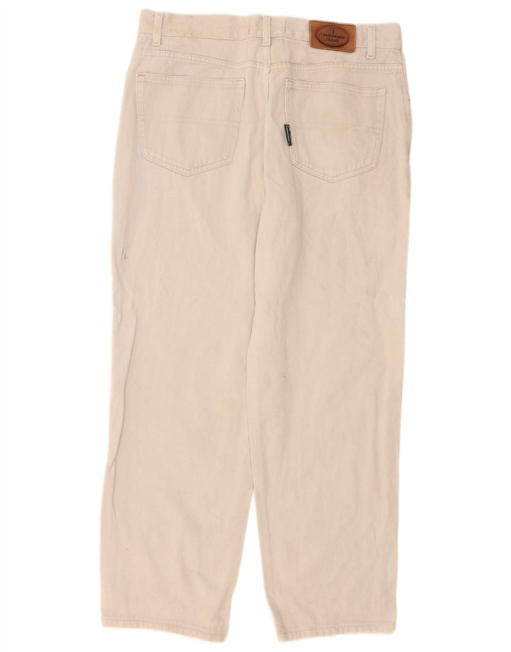 Trussardi Calça jeans masculina cônica W34 L29 bege