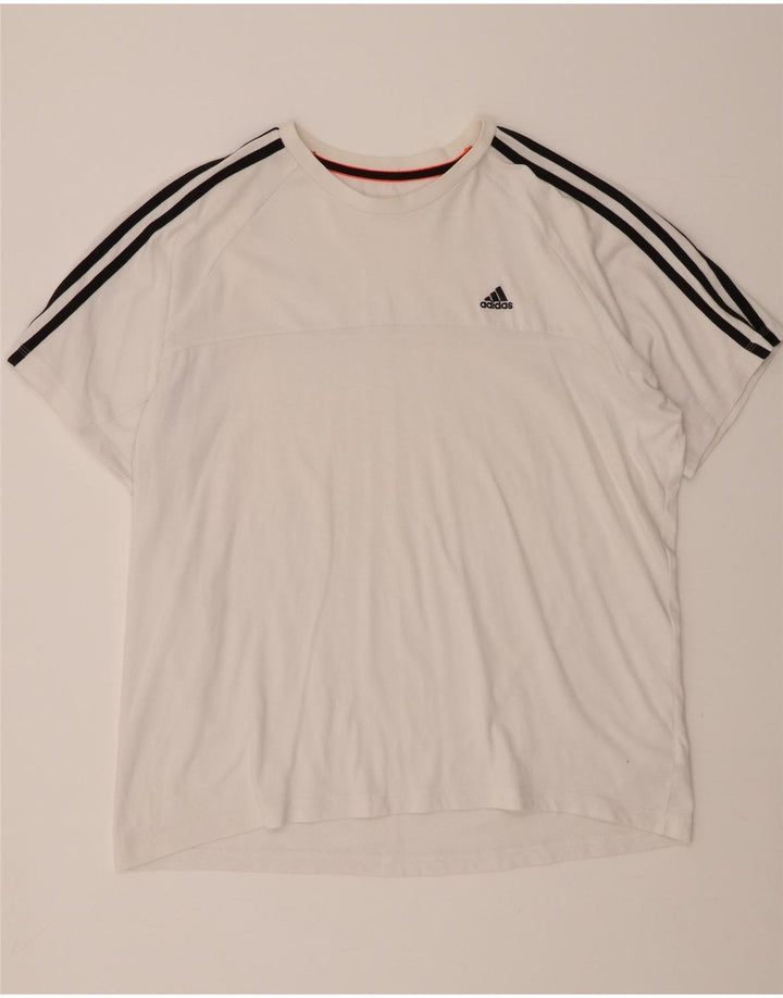 ADIDAS Mens Climalite T-Shirt Top XL White Cotton Vintage Adidas and Second-Hand Adidas from Messina Hembry 