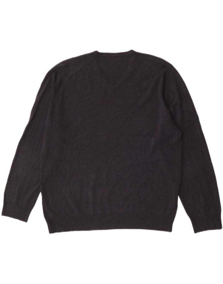 Suéter masculino Marks & Spencer com decote em V XL azul marinho acrílico