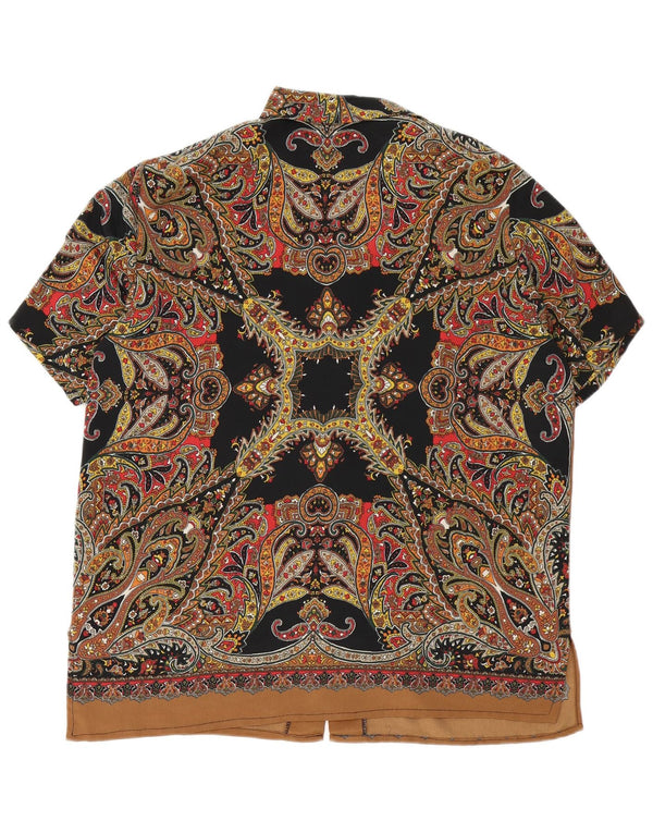 Camisa vintage feminina de manga curta UK 18 XL Paisley multicolorido