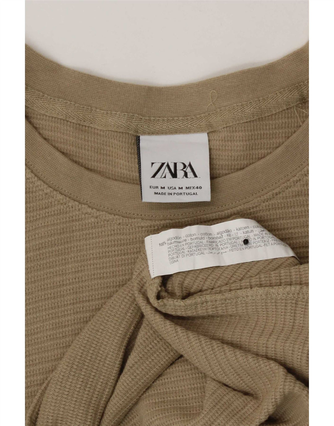 Camiseta masculina Zara Top médio de algodão marrom