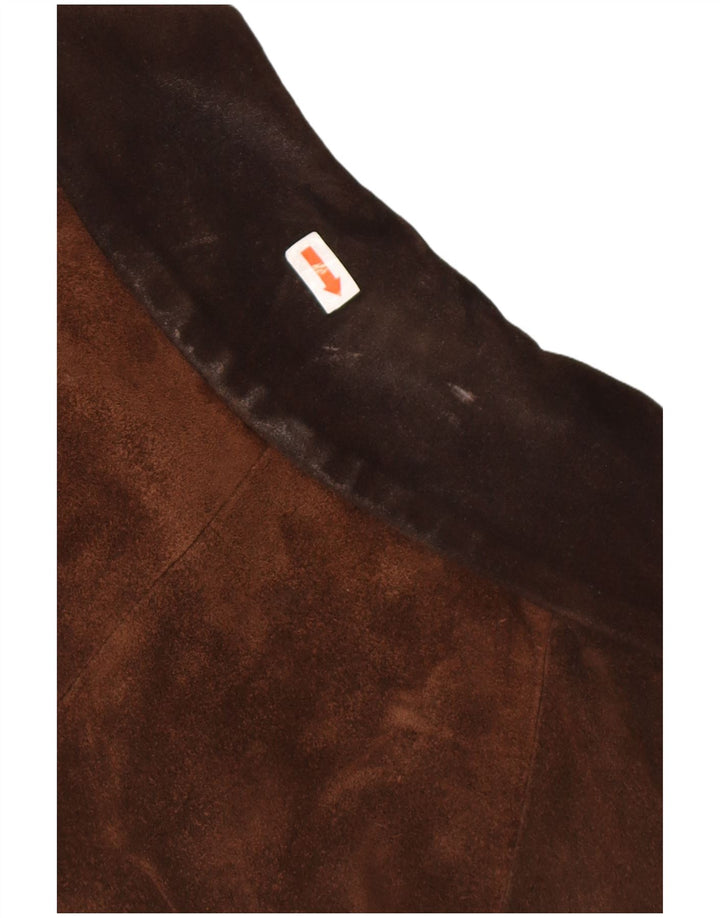 Casaco corta-vento feminino vintage de camurça grande Reino Unido 18 XL marrom