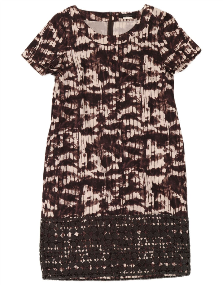 Vestido feminino Max Mara com estampa abstrata e mudança Reino Unido 12 médio Borgonha