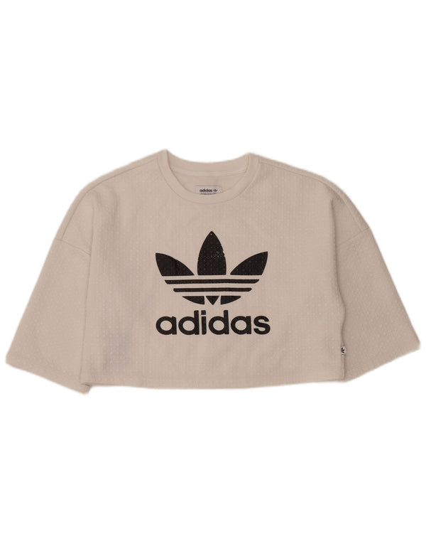 Camiseta Adidas Feminina Crop Oversized Graphic Top UK 10 Pequena Branca