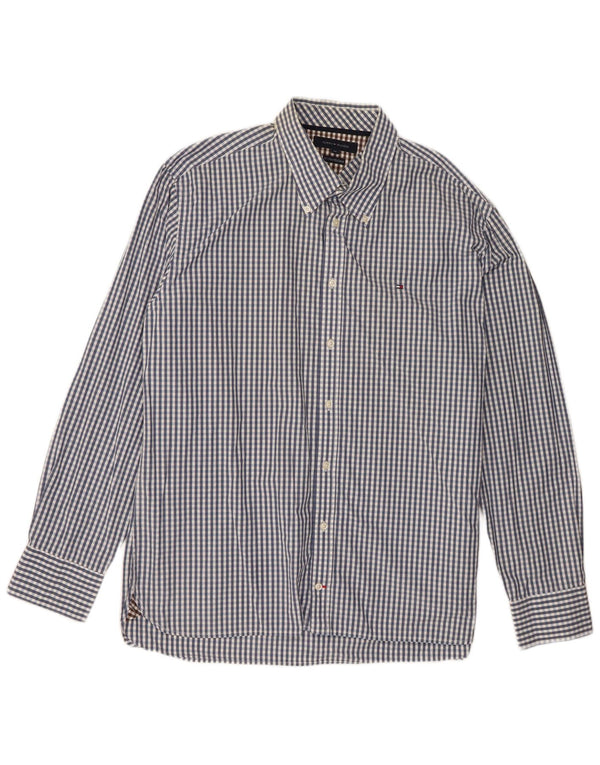 Camisa masculina Tommy Hilfiger XL azul algodão guingão