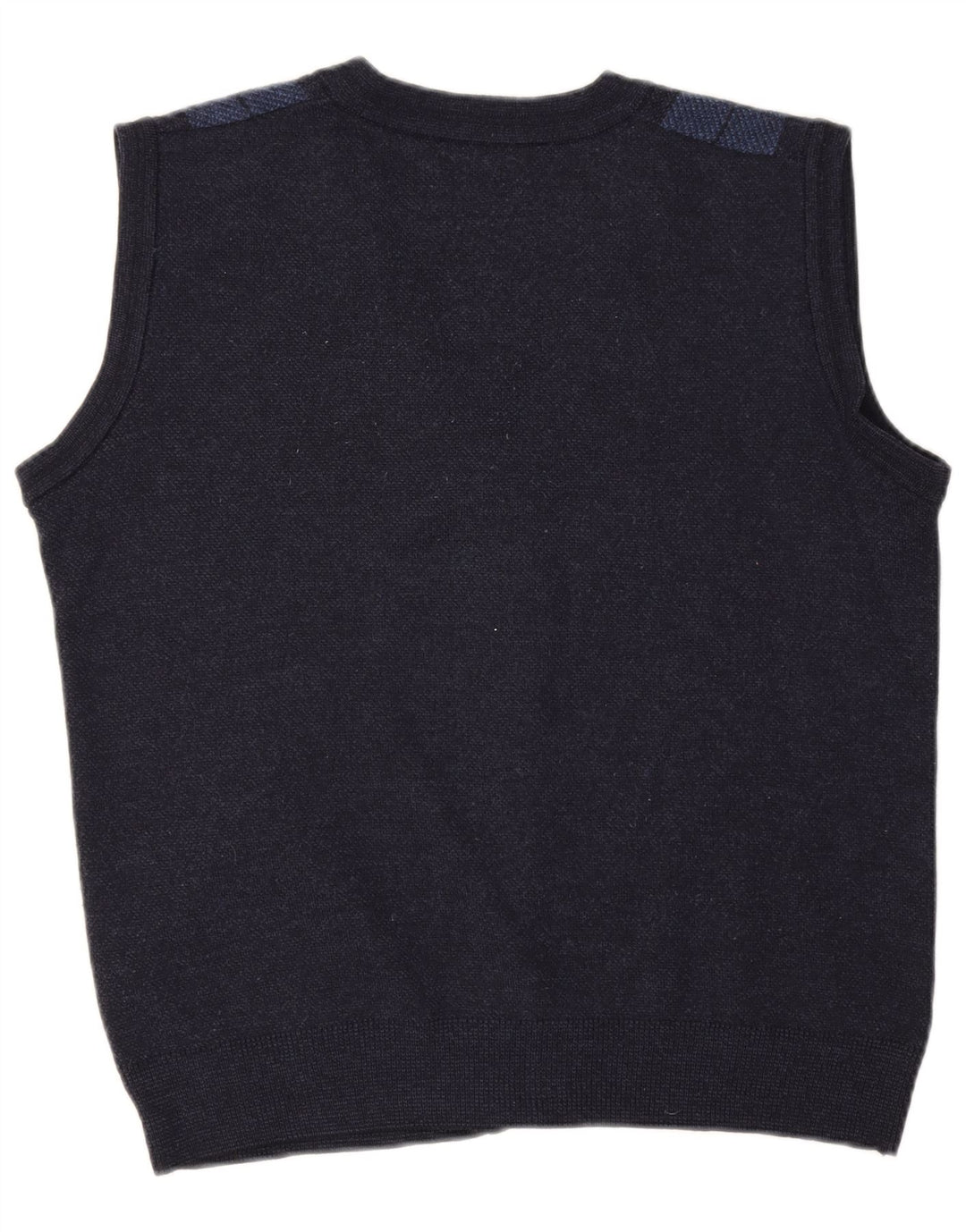Suéter Senator Mens Cardigan Sem Mangas IT 52 Grande Xadrez Azul Marinho
