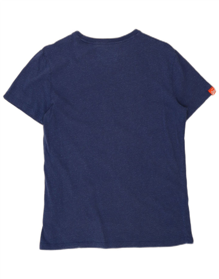 Camiseta masculina Superdry top pequeno algodão manchado azul