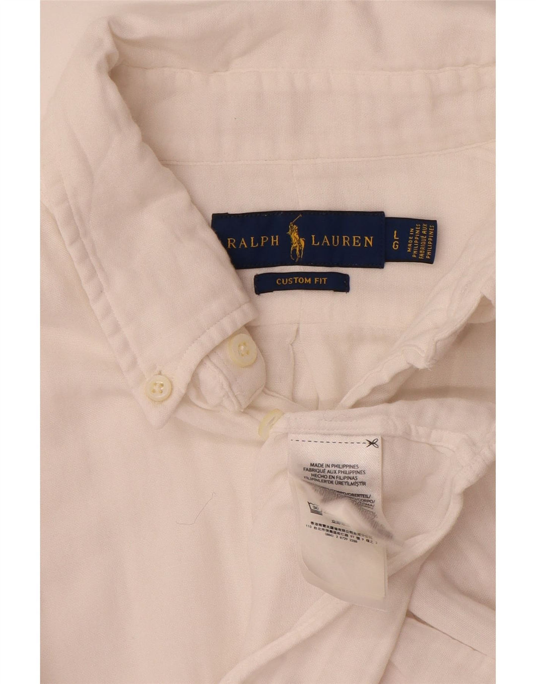 Camisa masculina Ralph Lauren de ajuste personalizado grande algodão branco